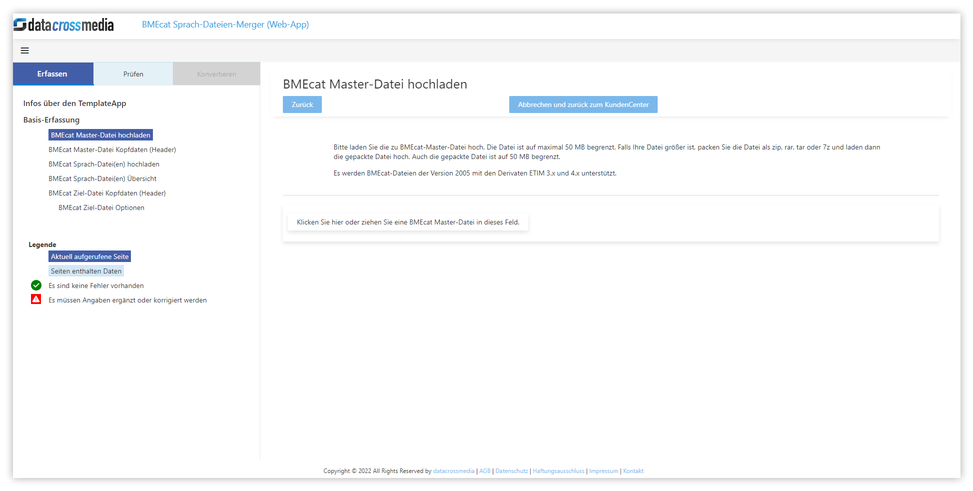BMEcat-Masterdatei hochladen